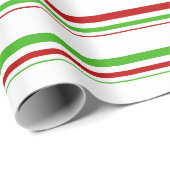 赤、白、緑のクリスマスをテーマにした線 ラッピングペーパー (ロールコーナー)