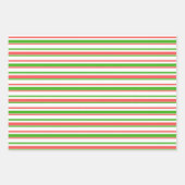 赤、白、緑のクリスマスインスパイアストライプ ラッピングペーパーシート (正面3)