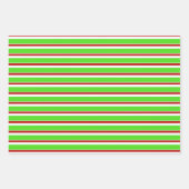 赤、白、緑のクリスマススタイルのパターストライプン ラッピングペーパーシート (正面3)