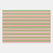 赤、白、緑のクリスマススタイルのパターストライプン ラッピングペーパーシート (正面2)