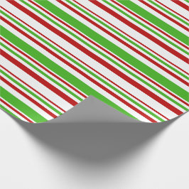 赤、白、緑のクリスマススタイルストライプ ラッピングペーパー