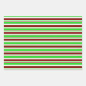 赤、白、緑のクリスマススタイル模様 ラッピングペーパーシート (正面2)