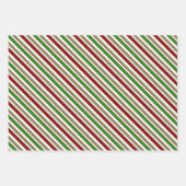 赤、白、緑のクリスマススタイル模様 ラッピングペーパーシート (正面)