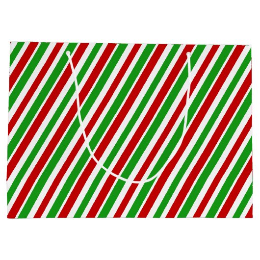 赤、白、緑のクリスマスストライプ抱き枕 ラージペーパーバッグ (裏面)