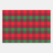 赤、白、緑のクリスマスバッファローの格子柄 ラッピングペーパーシート (正面)