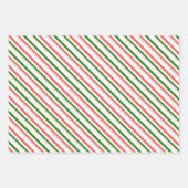 赤、白、緑のクリスマスパターインスパイアン ラッピングペーパーシート (正面3)