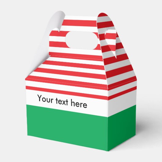 赤+白+緑のクリスマスパーティーのお返し箱 フェイバーボックス (正面サイド)