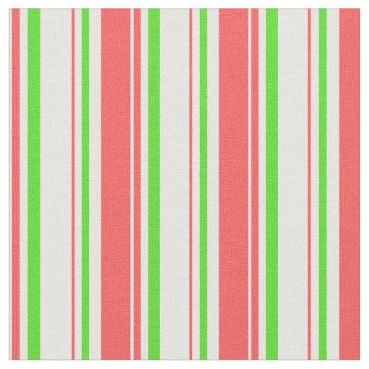 赤、白、緑のクリスマスライン ファブリック (クローズアップ)