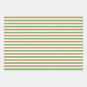 赤、白、緑のクリスマスライン ラッピングペーパーシート (正面3)