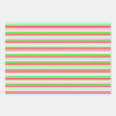 赤、白、緑のクリスマスライン ラッピングペーパーシート (正面2)
