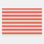 赤、白、緑のクリスマスライン ラッピングペーパーシート (正面)