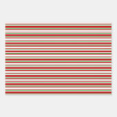 赤、白、緑のクリスマスライン ラッピングペーパーシート (正面2)