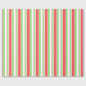 赤、白、緑のクリスマスライン ラッピングペーパー (フラット)