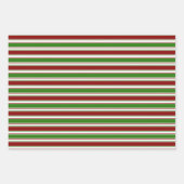 赤・白・緑のクリスマス・スタイルストライプ ラッピングペーパーシート (正面2)