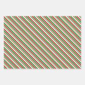 赤・白・緑のクリスマス・スタイルストライプ ラッピングペーパーシート (正面3)