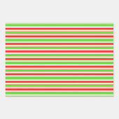 赤・白・緑のクリスマス・スタイルストライプ ラッピングペーパーシート (正面2)