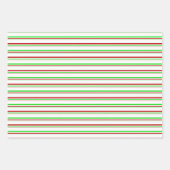 赤・白・緑のクリスマス・スタイルストライプ ラッピングペーパーシート (正面)