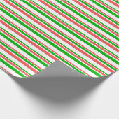 赤・白・緑のクリスマス・スタイルストライプ ラッピングペーパー (角)