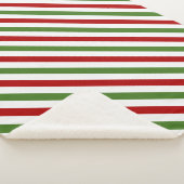 赤、白、緑のパタストライプのーンブランケット シェルパブランケット (3/4)