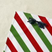 赤、白、緑のパターストライプのンビーチタオル ビーチタオル (インサイチュ)