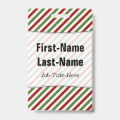 赤、白、緑のパターストライプのン;名前をカスタムする バッジ (Back)