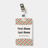 赤、白、緑のパターストライプのン;名前をカスタムする バッジ (Back with Clip)