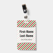 赤、白、緑のパターストライプのン;名前をカスタムする バッジ (Front with Clip)