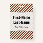 赤、白、緑のパターストライプのン;名前をカスタムする バッジ (裏面)