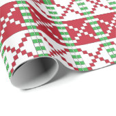赤、白、緑のラトビアのラトガール民族フォークアート ラッピングペーパー (ロールコーナー)