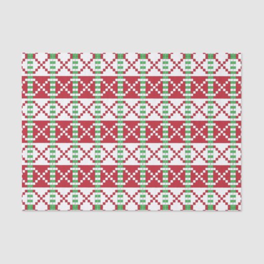 赤、白、緑のラトビアのラトガール民族フォークアート 薄葉紙 (正面)