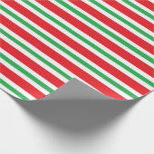 赤、白、緑の厚みと薄いストライプ ラッピングペーパー (角)