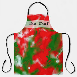 赤、白、緑の抽象芸術 エプロン