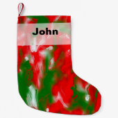 赤、白、緑の抽象芸術 スモールクリスマスストッキング (正面)
