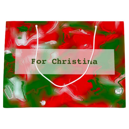 赤、白、緑の抽象芸術 ラージペーパーバッグ (正面)