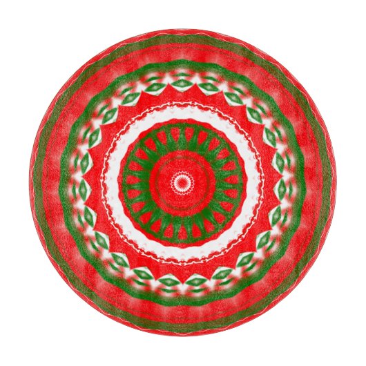 赤・白・緑の曼荼羅 カッティングボード (正面)