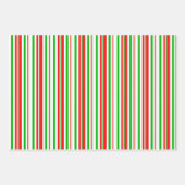 赤、白、緑の色のクリスマススタイル ストライプ ラッピングペーパーシート (正面2)