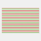赤、白、緑の色のクリスマススタイル ストライプ ラッピングペーパーシート (正面3)