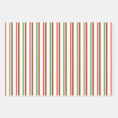 赤、白、緑の色のクリスマススタイル ストライプ ラッピングペーパーシート (正面2)