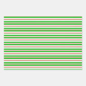 赤、白、緑の色のクリスマススタイル ストライプ ラッピングペーパーシート (正面)