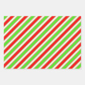 赤、白、緑の色のクリスマススタイル ストライプ ラッピングペーパーシート (正面3)