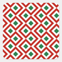 赤、白、緑の蛇行 スクエアシール