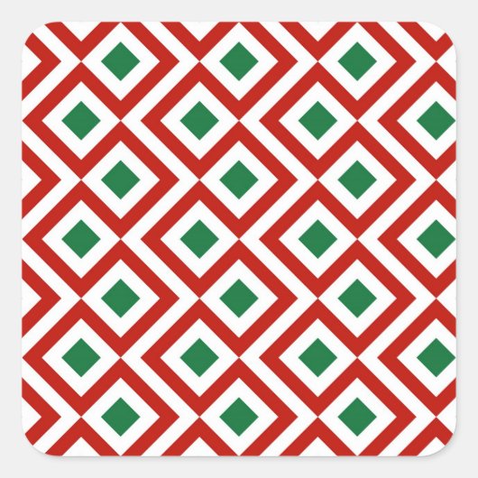 赤、白、緑の蛇行 スクエアシール (正面)