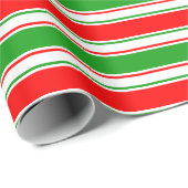 赤、白、緑ストライプの/線のパターン ラッピングペーパー (ロールコーナー)