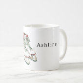 赤 白 緑 のレース 冬用 アイススケート コーヒーマグカップ (正面右)