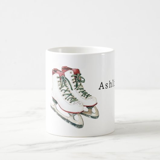 赤 白 緑 のレース 冬用 アイススケート コーヒーマグカップ (中央)