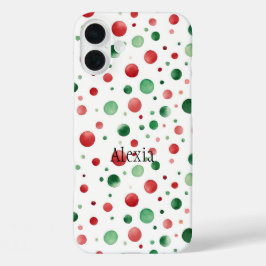 赤 白 緑 ドット クリスマス iPhone 16 PLUSケース