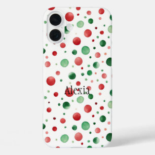 赤 白 緑 ドット クリスマス iPhone 16 PLUSケース