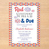 赤・白・赤ちゃんシャワー アクリル招待状 (正面)