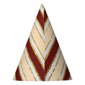 赤、白、金の箔のクリスマスストライプの飾り パーティーハット (裏面)