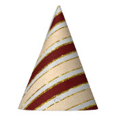 赤、白、金の箔のクリスマスストライプの飾り パーティーハット (左)